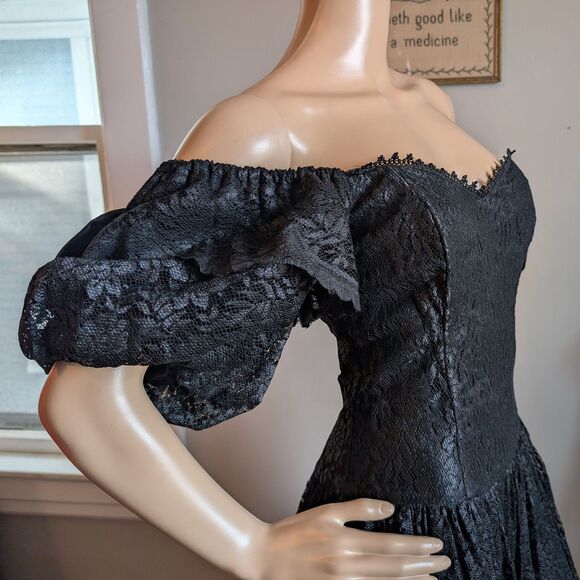 Vintage Scott McClintock Gothic Gown Black Dress Southern Belle Witchy Regency - Picture 7 of 13